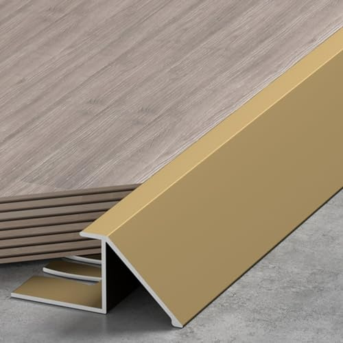 TREGOO Transition Strip Wood Flooring Transition Ramp Reducer, Indoor Metal Threshold Cover for Uneven Floors/Tiles/Carpet, Laminate Underlay Edge Trimming Bar (Color : Gold, Size : 13mm-15mm)