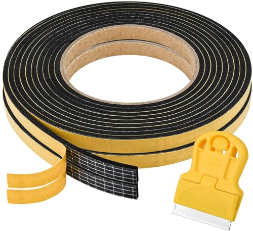 Ancable Cinta de sellado para fregaderos y fregaderos empotrados, 2 unidades, 9 mm x 3 mm x 3,3 m, resistente al agua, cinta de montaje con pequeño raspador, cinta de sellado autoadhesiva para