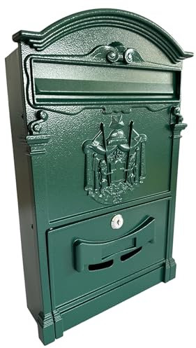 eacommerce - Cassetta Postale Elegante in Alluminio Verniciato | Portariviste Porta Volantini | 255x88x405H mm | Adatta per Esterno, Colore Verde