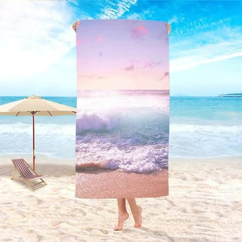 okoikfc 3D Strandtuch 100x200 cm Wellen Badetuch Groß Wellen Microfaser Handtücher Weich Schnell Trocknen Strandhandtuch Herren Frauen Badetücher, Strandtücher Strandlaken Handtuch A1146