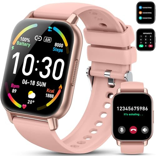 Hoxe Smart Watch for Men Women Answer/Make Calls, 1.85 Inch HD Touch Screen Fitness Watch with Heart Rate Sleep Monitor, 100+ Sports Modes, Step Counter, IP68 Waterproof, Compatible with Android IOS