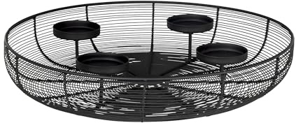 EGLO LIVING Adventskranz Hagony, Kerzenhalter Gestell für 4 Adventskerzen | Advent Kerzenständer für Stumpenkerzen, Tischdeko Weihnachten aus Metall in Schwarz, ⌀ 45 cm