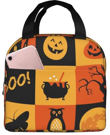 VOSERY Bolsa de almuerzo, lonchera para mujeres, hombres y adultos, símbolos de pancarta de Halloween, bolsa de almuerzo aislada, bolsa enfriadora, a prueba de fugas, reutilizable, gran capacidad