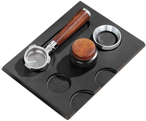 Joyeee Espresso Tamping Mat, Large Tamping Mat with Corner Edge, Anti-Slip Espresso Silicone Mat for Baristas Tool Supplies, Coffee & Espresso Machine Parts & Accessories, Black 12.6 x 9.5 inch