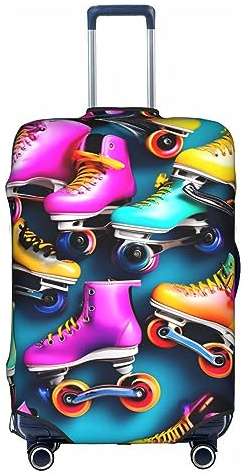 Oudrspo Housse de Protection pour Bagages, Motif Patins à roulettes colorés, Lavable, Anti-Rayures, pour Valise, 18-32 Pouces