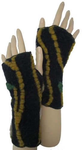 NAMSA - Pulswärmer aus feinster Walkwolle - 80% Wolle, 20% Baumwolle, fingerlose Handschuhe, warme Fäuslinge, Fausthandschuh