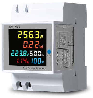 DewinLVD Misuratore Consumo Elettrico,6 in 1 Contatore Energia Elettrica 100A 220V Monofase Misuratore Consumo Elettrico Tipo su Guida DIN,Salvataggio Automatico in Caso di Interruzione di Corrente