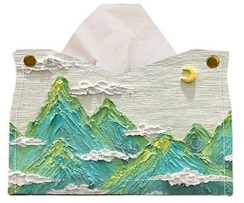 Zhaoj24-05 Kosmetiktücher Box Tissue Box Ölgemälde Tissue Box Haushalt Wohnzimmer Pu Serviettenhalter for Home Office Restaurant für Esszimmer Badezimmer Schlafzimmer(Green)