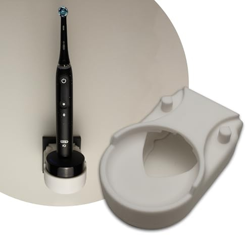 Halterung passend für Oral-B iO 10 – Zahnbürstenhalter für iO 10 – Steckdosenhalterung ohne Bohren – Zahnbürstenständer mit Kabelführung – Platzsparend & hygienisch – 3D-Druck - Made in Germany – Weiß