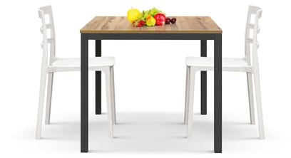 PAZZO DESIGN Tavolo fisso Elia, Tavolino da bar, tavolo da ristorante, 80 x 80 x 75 cm, Rovere Rustico, Base Antracite - id_2105