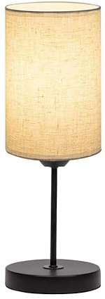 BAUZEIT Boho Tischleuchte Nachttischlampe mit Kabel Kleine Tischlampe Wohnzimmer Nachttisch Lampe Vintage Stoff Lampenschirm E27 Stoffschirmlampe Nachtlampe Bedside Lamp Stehleuchten Schlafzimmer