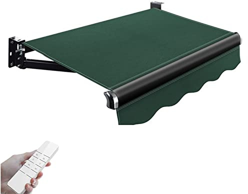 Electric Retractable Awning for Patio Door - Remote Control Sunshade Shelter, Outdoor Canopy with Manual Crank Handle - Window Awning