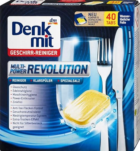 Denk mit - Geschirrspülmittel-Tabs Multi-Power Revolution/All In One - 40 Tabs + PurLife Sticker