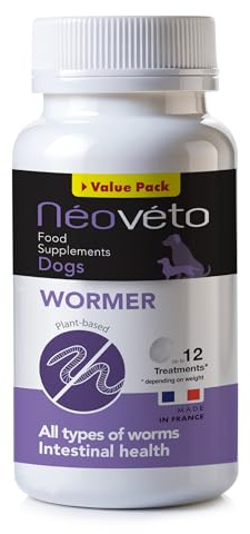 NEOVETO - Vermipurge - Vermifuge pour Chien en comprimés naturels - Actifs agréés par Les Services Vétérinaires Français - Fabriqué en France - Facile à administrer - 15 comprimés (Version Anglaise)