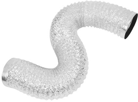 Flexibler Aluminium Abluftschlauch für Wäschetrockner Silber | Doppellagig Verstärkt, aus Aluminiumfolie, Ausziehbar bis Anpassbare Länge, für Abluftkanal