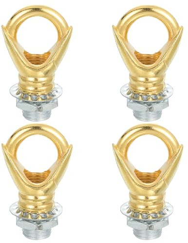 sourcing map Eye Nut 22lb Max Load M10 Thread Ring Shape Female Loop with Thread Pipes Washers Nuts for Hanging Lamp Chandelier, Electrophoretic Gold Pack of 4