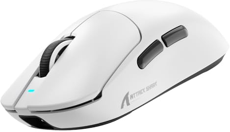 ATTACK SHARK X8PPO 8K Mouse for Large Hand, 55g Superlight, PixArt PAW3395PRO Gaming Sensor, BT/2.4G Wireless/Wired, 6 Adjustable DPI up to 40000, 500mAh Battery (White)