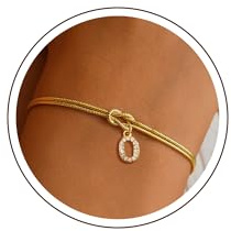 RMMD Armband Damen Gold, 18K Vergoldete Liebesknoten Charm Armband mit Buchstaben Personalisierte Armkette Damen Knoten Armbänder Goldschmuck Trauzeugin Geschenke Geschenken für Frauen Freundin