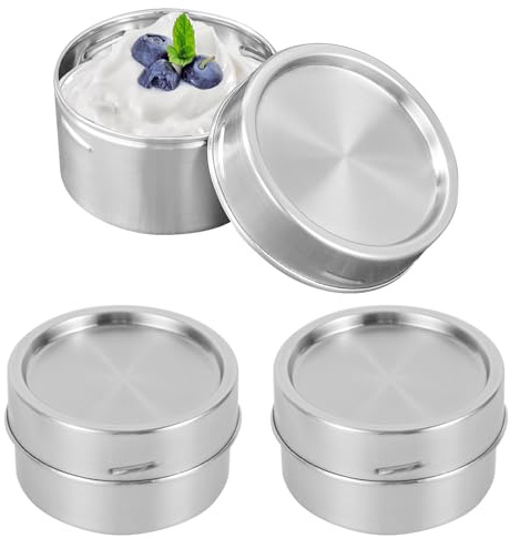 Geentargetel 3 Stück Brotdose Edelstahl, Gute Abdichtung, Robust und Sturzsicher Stainless Steel Food Container, Snack-Box, Geeignet für Snacks, Obst, Müsli, Mahlzeiten (Edelstahl)