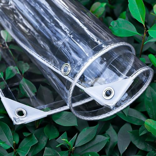 LLPEIJIE026 Abdeckplane Wasserdicht 1x2m Transparente Plane mit Ösen 650g/m² Reißfest Windschutz Kälteschutz Faltbar Balkon Regenschutz Durchsichtige Plane,Metall ösen Haben Einen Abstand Von 30cm