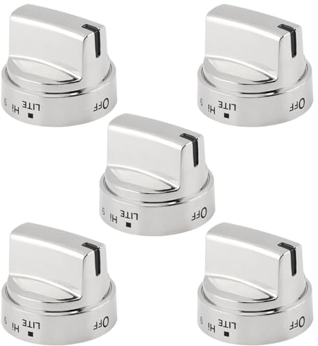 5 Pack WB03X24818 KIP 5G92 Stove Knobs Cooktop Replacement Parts, Stainless Steel Stov e Replacement Knobs PS11729081 AP5989029,Compatible with ge Stove Knob