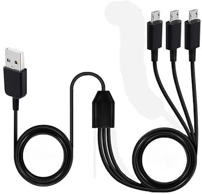 Xingdianfu Câble de charge répartiteur micro USB 4 en 1 avec câble adaptateur USB 2.0 type A vers 4 fiches mâles (3,3 ft, noir) (câble 3 en 1)