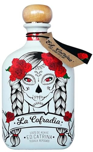 Tequila Reposado Catrina La Cofradía, 100% Agave, Bottiglia in Ceramica Dipinta a Mano, 700 ml, 38% Vol.