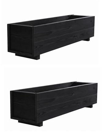 RUDDINGS WOOD Set of 2 x Wooden Rectangular Planter Troughs Heavy Duty Garden Flower Box Containers 90cm Black