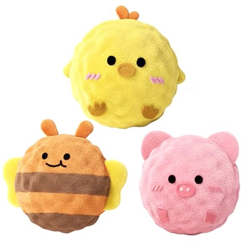 Peosaard 3-pack mjuka bollar för hundar, rolig hund pipande boll med oregelbunden studs, plysch hundleksak för tuggning, interaktiv lek och ångestlindring, pipig boll