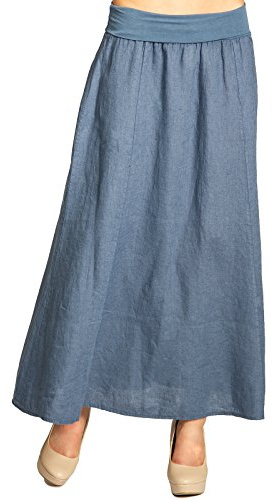 Caspar RO019 Damen Langer Maxi Sommer Leinenrock