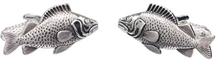 Boutons de manchette motif poisson pour homme présentés dans une boîte cadeau Onyx Art, Argenté., taille unique