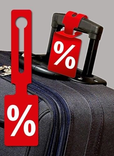 10 Stück Anhänger Prozent für Räumungsverkauf SALE Reduziert Aktionen Koffer Taschen Fahrrad Fahrräder Mofa Roller etc.