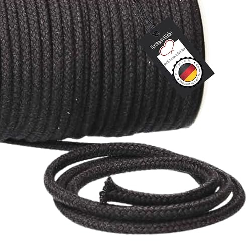 Turnbeutelliebe® Baumwollkordel 8mm Grau - robuste Bastelschnur Meterware - Dickes Baumwollseil für Turnbeutel, Taschen & Hosen - geflochtene Schnur individuell zuschneidbar - Makramee-Kordel rund
