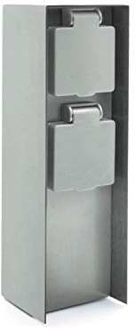 LED Universum Gartensteckdose aus Edelstahl, IP44 für außen, 23cm (Silber 2-fach)