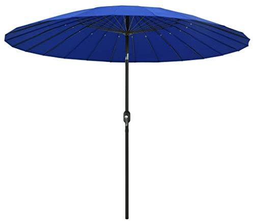 vidaXL Sombrilla de Pared con Palo de Aluminio Parasol Paraguas Quitasol Artículos de Exterior Jardinería Terraza Aire Libre Azul Azure 270 cm