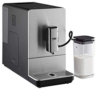 BEKO, Machine expresso automatique, 1350 W / 15 bars, Capacité café : 125 g, eau 1,4L, Système autonettoyant, 5 niveaux de broyage, Arrêt automatique, Carafe à lait et mousseur intégrés, Inox