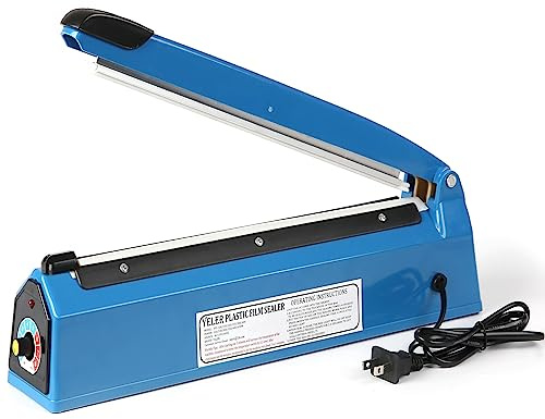 Yeler 12 Inch Impulse Heat Sealer Impulse Bag Sealer, Manual Poly Bag Heat Sealer Machine for Plastic Bags PE PP Bags with Extra Replace Element Grip