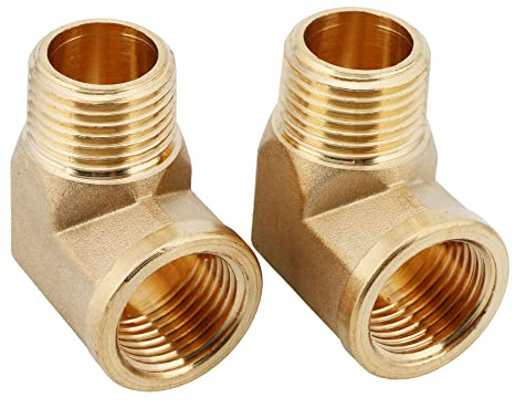 U.S. Solid 2pcs 90 Degree Barstock Street Elbow Brass Pipe Fitting 1/2 NPT Male Pipe to 1/2 NPT Female
