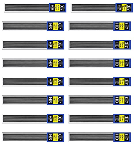 Bleistiftminen 0,7 mm,Ersatzminen für Feinminenstifte,192 Stück 0.7 mm HB bruchfeste Minen für Druckbleistifte,Geschmeidig und klar schreiben,Nachfüllminen für Mine-Tür,mechanische Bleistiftmine