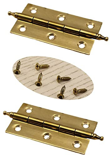 Lot de 2 charnières de porte décoratives en laiton massif pour porte d'armoire, de placard, quincaillerie de placards, charnières pliantes pour meubles (7,6 cm, laiton B)
