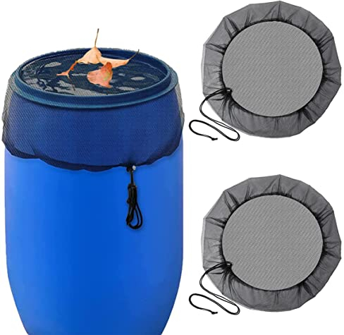 Regentonnen Netz Abdeckung für Regenfass Mückenschutz Regentonne Verstellbares Zugkordel Regentonnennetz Schutz vor Laub, Stechmücken & Mückenlarven (2)