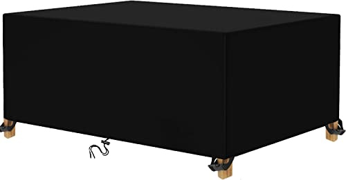 TopIdea Housse Salon de Jardin 140x130x80cm Housse de Table Jardin Rectangulaire Couverture de Protection Meubles ​Bâche Salon de Jardin Imperméable Anti-UV 600D Oxford Bache Table Exterieur