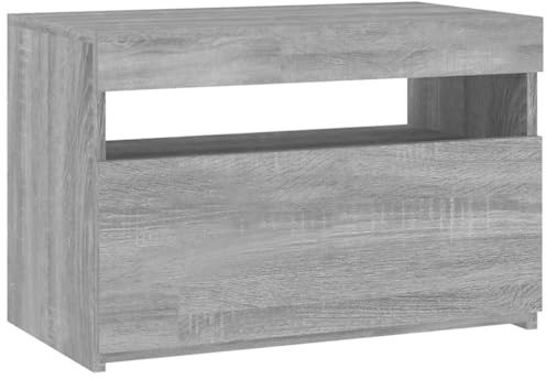 vidaXL Grey Sonoma Engineered Wood TV Cabinet with RGB LED Lights - Modern Media Unit Sideboard for Living Room/Bedroom Storage - 60x35x40cm