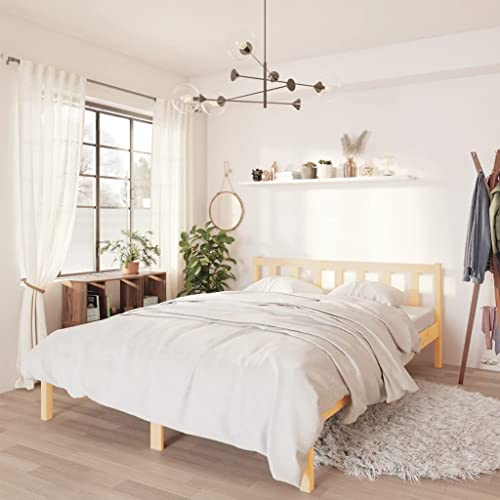 WIFESE Massivholzbett Kiefer 160x200 cm Doppelbett Jugendbett Bettgestell Betten Palettenbett Bettrahmen Moderner Stil Langlebig und Komfortabel Geeignet für Jedes Schlafzimmer