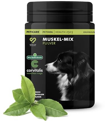 Peticare Muskulatur & Aktiv Pulver-Mix für Hunde | Ergänzungsfuttermittel mit Collagen & Aminosäuren | Unterstützung für Beweglichkeit & Vitalität | für aktive Hunde & Senioren | petDog Health 2503