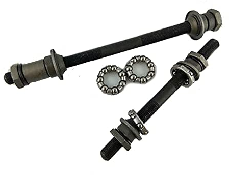 HpLive 2 Set Fahrrad Massiv Vorder- und Hinterachse Fahrradachse Hinterachse und Vorderachse Set Vorderachse 108mm Hinterachse 145mm mit 1/4, 3/16 Kugellager
