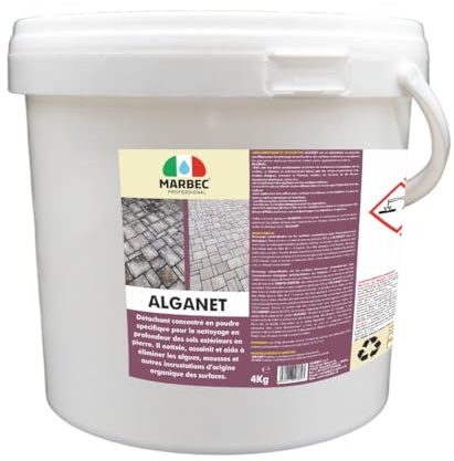 MARBEC ALGANET 4KG Détergent pour l'élimination des algues, moisissures, lichens et incrustations biologiques sur sols et murs