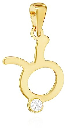 NKlaus Kettenanhänger Sternzeichen 333 Gelb Gold 8 Kt Zirkonia Weiß Talisman