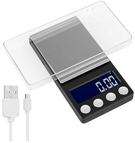 SVRITE Balance de Cuisine NuméRique, Balance de Poche Rechargeable USB 500G / 0.01G éChelle éLectronique Nourriture Gramme éChelle
