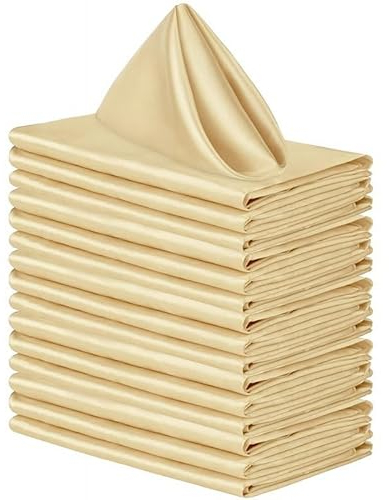 10PC Stoffservietten, weich bequem wiederverwendbar Servietten Party Hochzeit Seide Satin Serviette Tischdekoration Tischservietten für Hotel,Restaurant,Zuhause und Küche 30*30cm,Champagner Gold